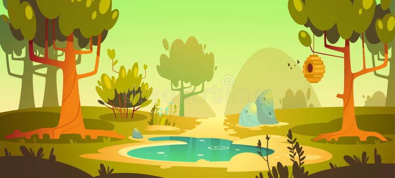 enchanting 3D cute swamp background art