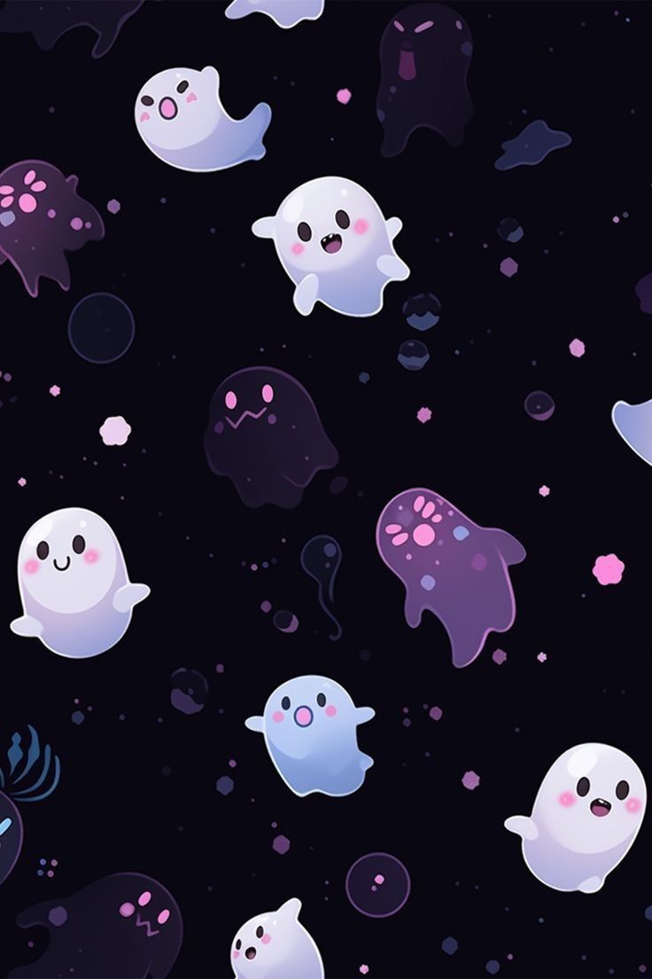 enchanting cute ghost backgrounds for Halloween.