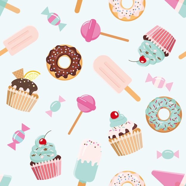 fun cute cupcake background patterns