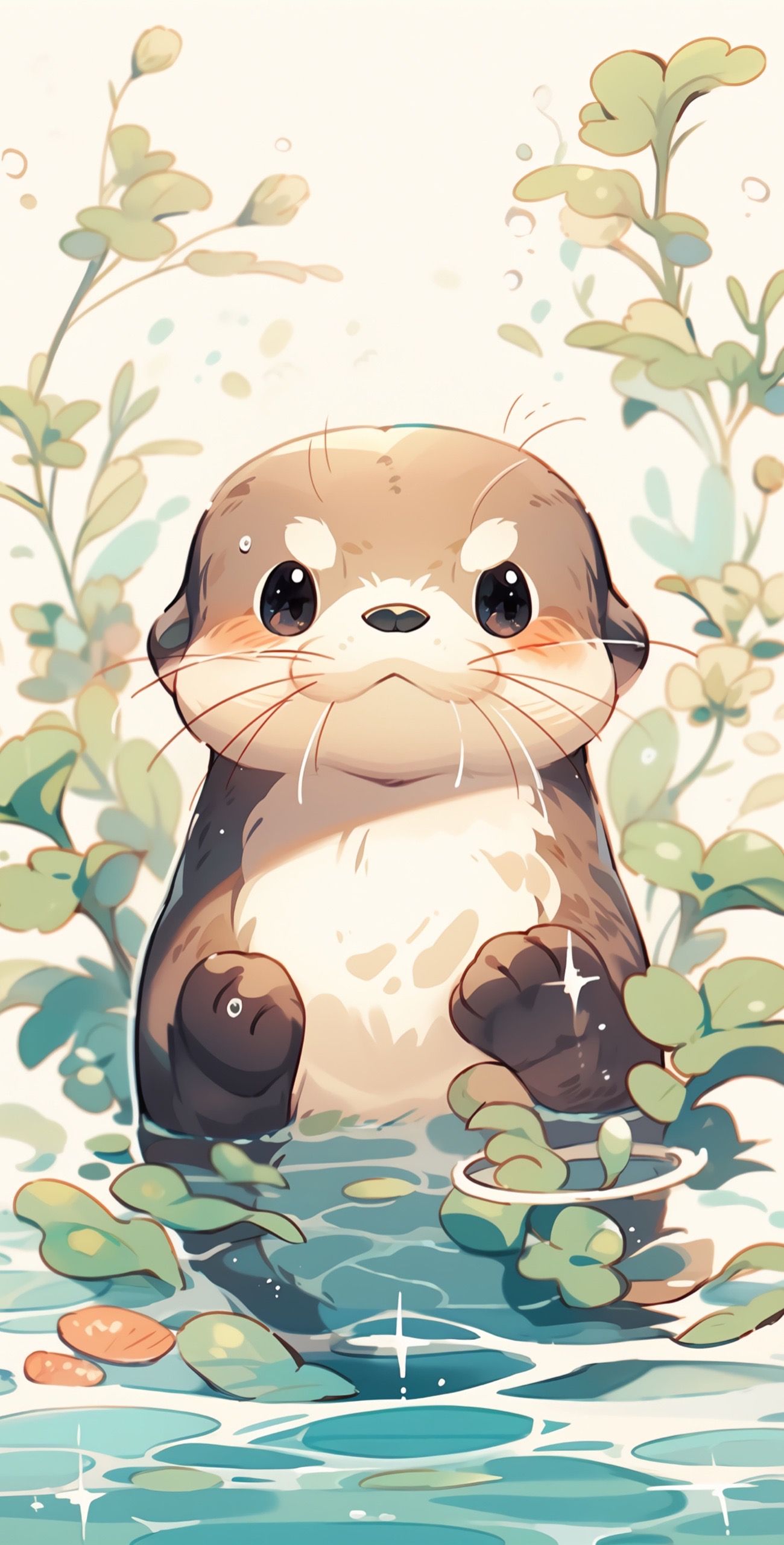 lovely otter illustrations as backgrounds