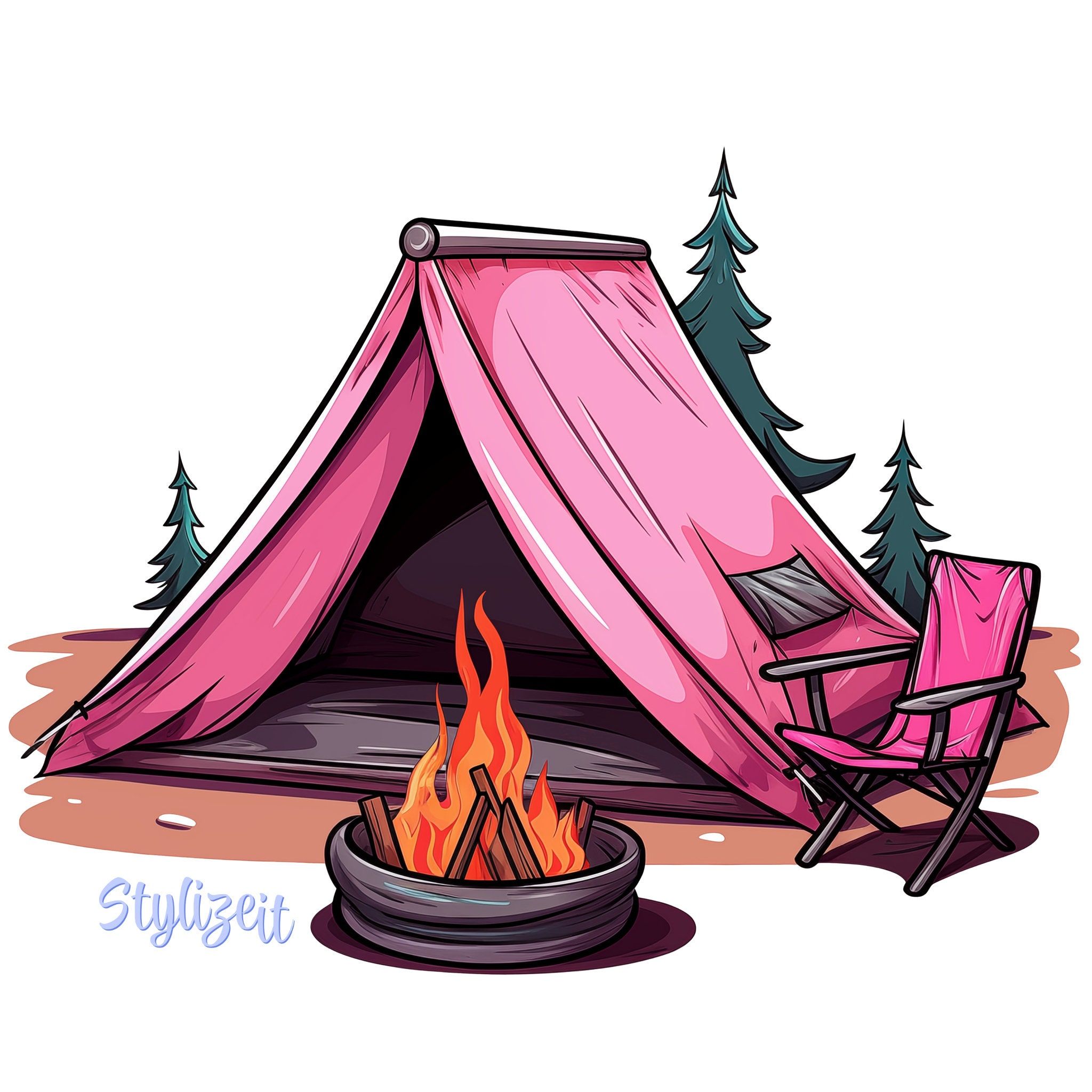 playful cute camping backgrounds for social media