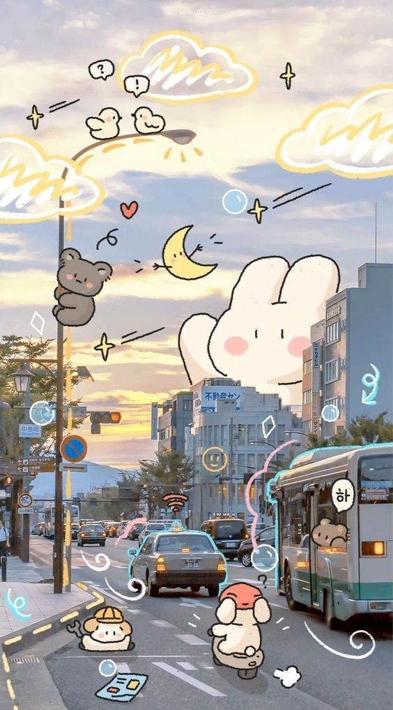 playful cute cartoon backgrounds for social media