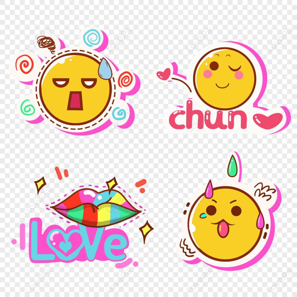 playful cute emoji transparent backgrounds for digital use