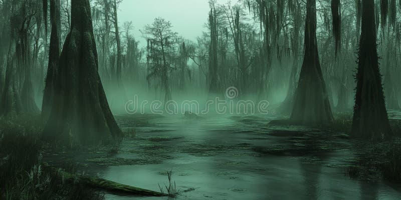 serene 3D cute swamp background visuals