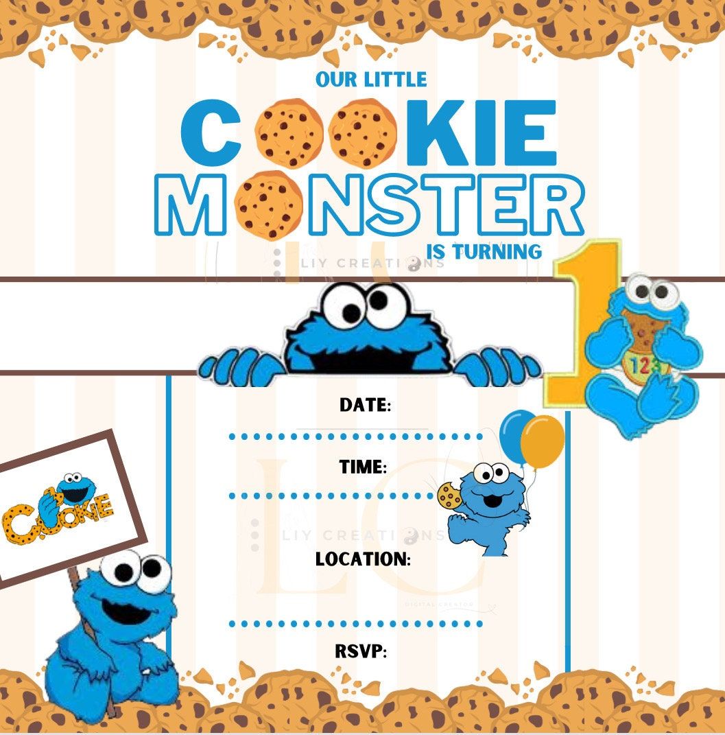 vibrant Cookie Monster illustrations for screens