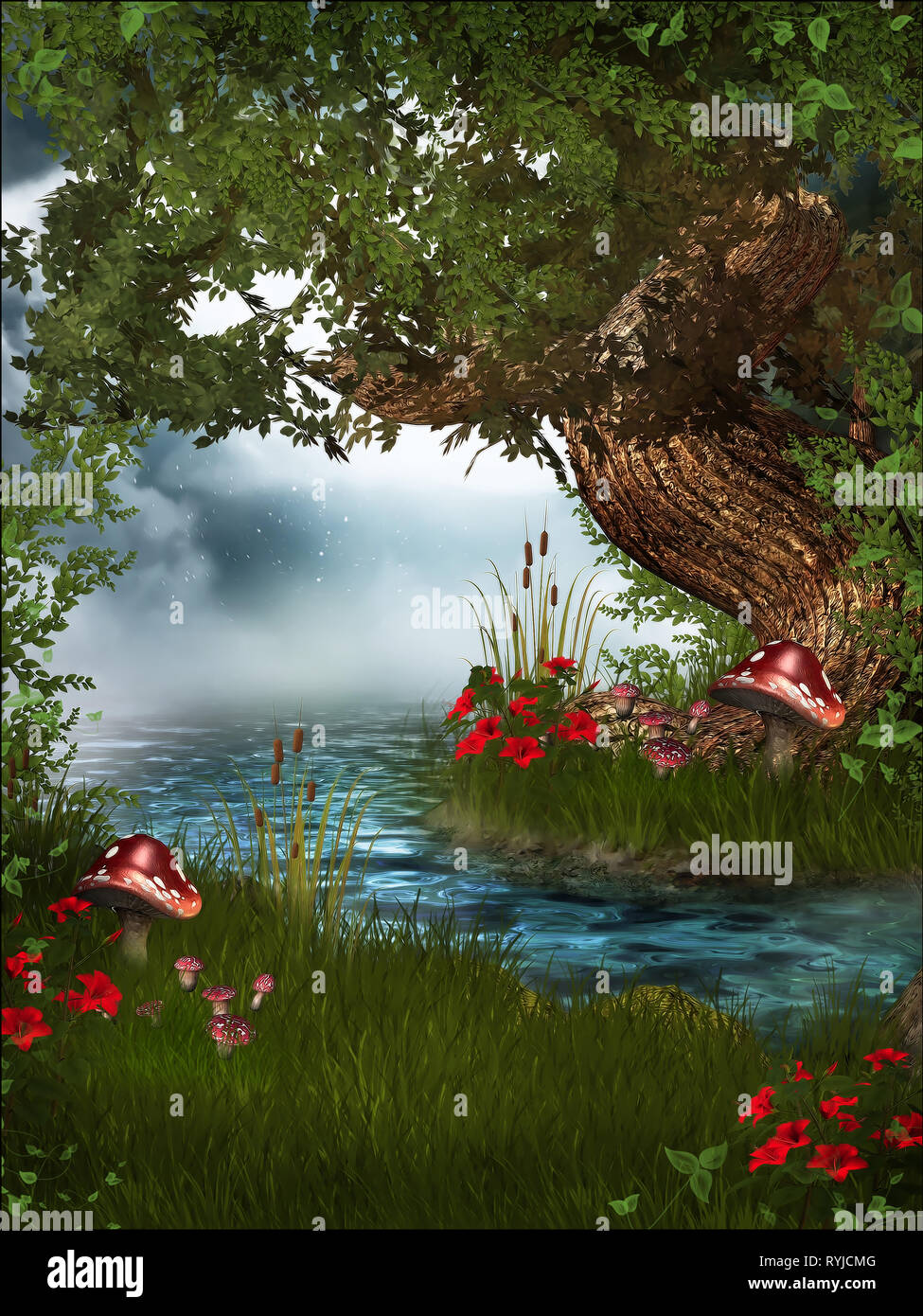 vivid 3D backgrounds with cute ponds