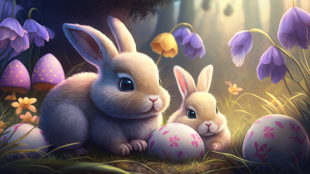 whimsical cute Easter Bunny backgrounds for social media