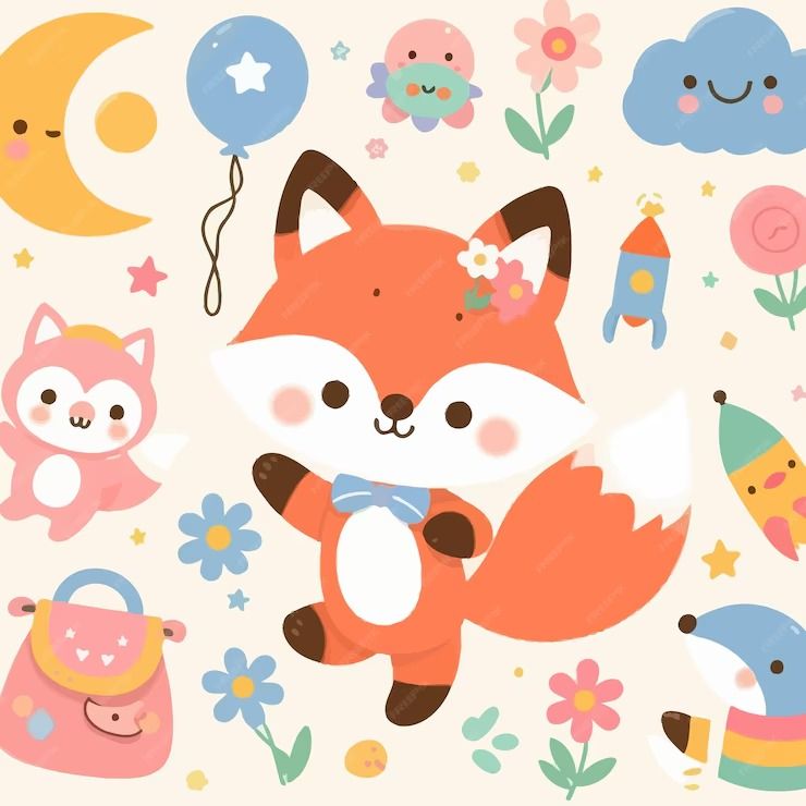 whimsical cute fox-themed wallpapers