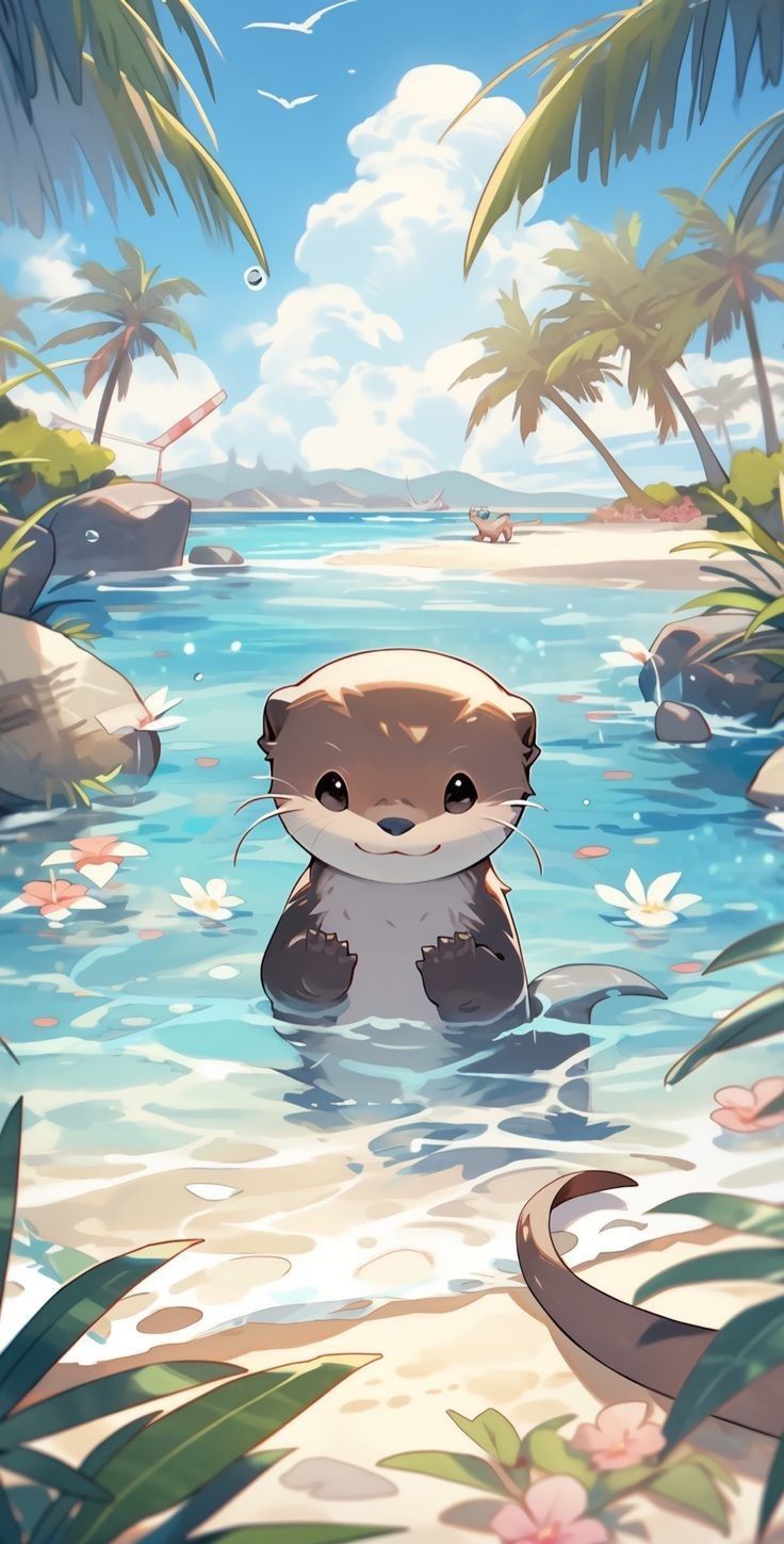 whimsical otter backgrounds for devices